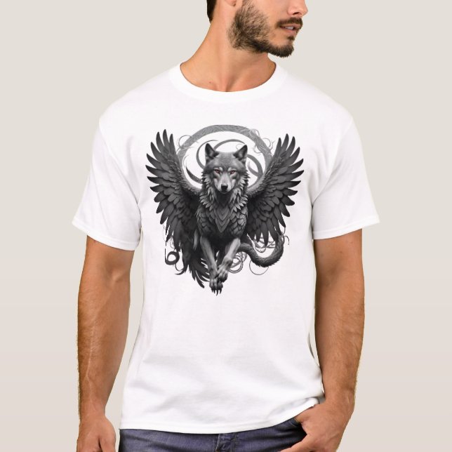 Camiseta Masculina Básica Lobo Águia-2 T Shirt (Framsida)