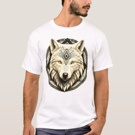 Camiseta Masculina Básica Lobo Branco-2 T Shirt