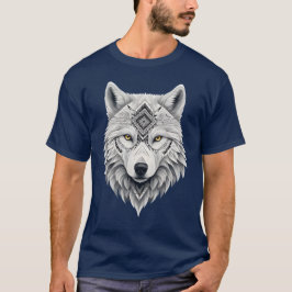Camiseta Masculina Básica Lobo Branco T Shirt