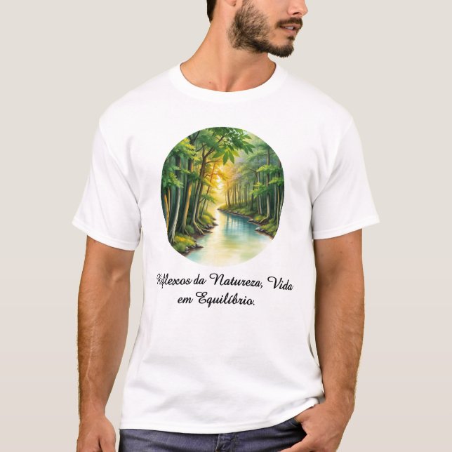Camiseta Masculina Básica Reflexos da Terra-2 T Shirt (Framsida)