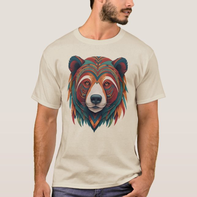 Camiseta Masculina Básica Urso Tribal-2 T Shirt (Framsida)