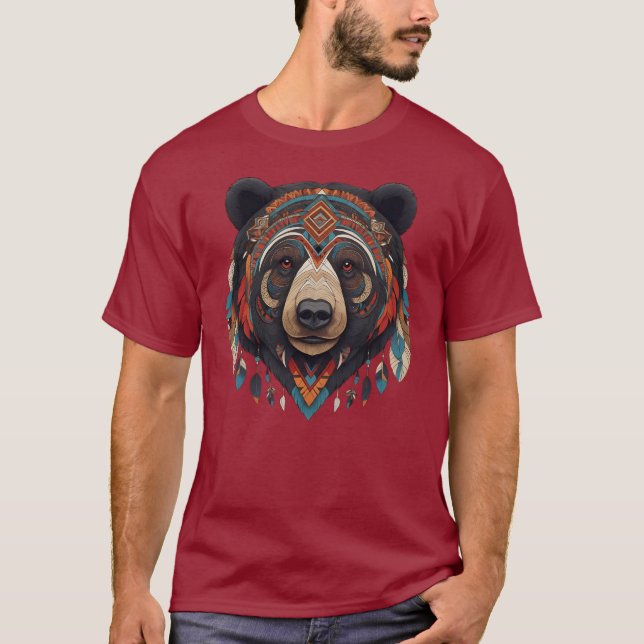 Camiseta Masculina Básica Urso Tribal-3 T Shirt (Framsida)