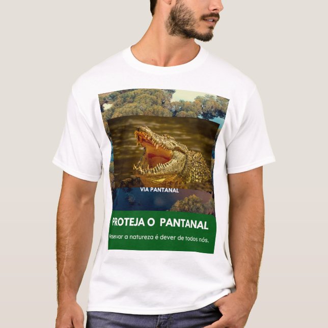 Camiseta Masculina Básica Via Pantanal Jacaré T Shirt (Framsida)