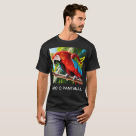 Camiseta Masculina Escura  Arara Vermelha T Shirt