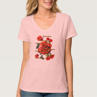 Camiseta Mujer Rosas Rojas T Shirt