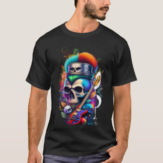 Camiseta oscura básica para hombre PUNK SKULL T Shirt
