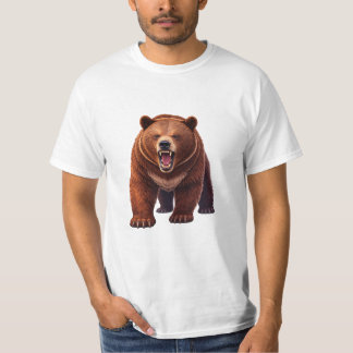 Camiseta Oso Marrón con Pose Agresiva T Shirt