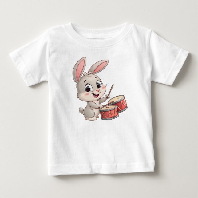Camiseta para Bebé Conejito Tamborero T Shirt (Framsida)