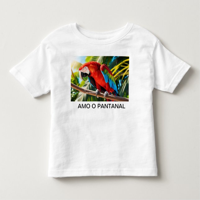 Camiseta para Crianças Arara Vermelha T Shirt (Framsida)