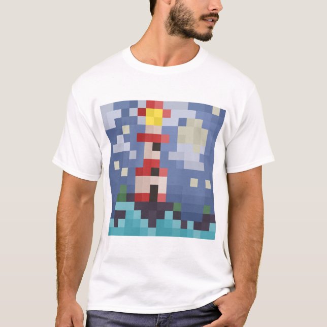 Camiseta Pixel Art - Light Tower T Shirt (Framsida)
