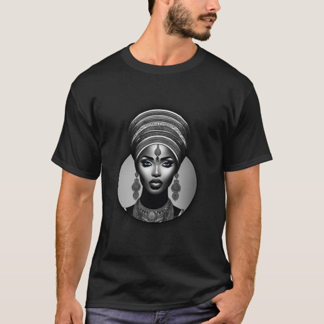 Camiseta Preta commulher somaliana T Shirt (Framsida)