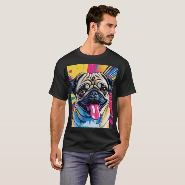 Camiseta Pug Pop Art 01  T Shirt (Hel framsida)