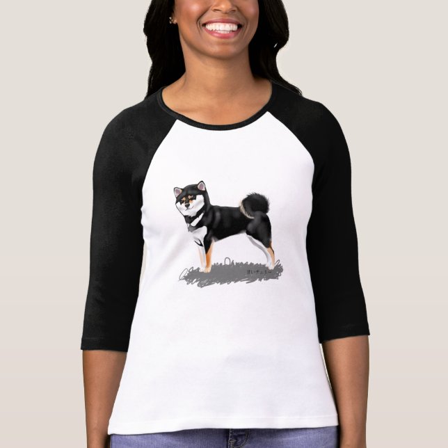 Camiseta shiba inu black&tan t-shirt (Framsida)