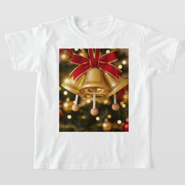 Camiseta Sinos de Natal Dourados T Shirt (Laydown)