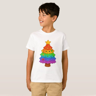 Camiseta(T-shirt)Infantil Árvore De Natal Colorida T Shirt