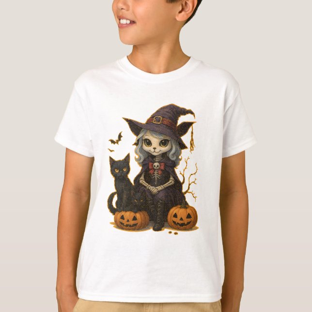 Camiseta (T-shirt) Infantil Bruxa dos Gatos T Shirt (Framsida)