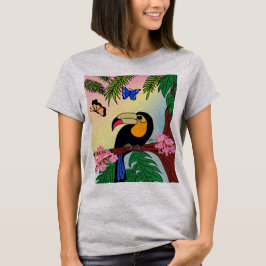 camiseta Tucano tropical e borboletas T Shirt