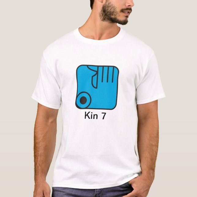 Camiseta Tzolkin Mao Azul Kin 7 T Shirt (Framsida)