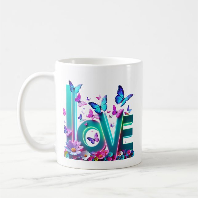 Camiseta Vibrant Love and Butterflies – Colorful F Kaffemugg (Vänster)