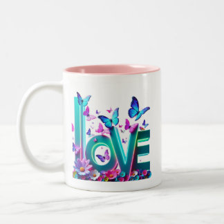 Camiseta Vibrant Love and Butterflies – Colorful F Två-Tonad Mugg