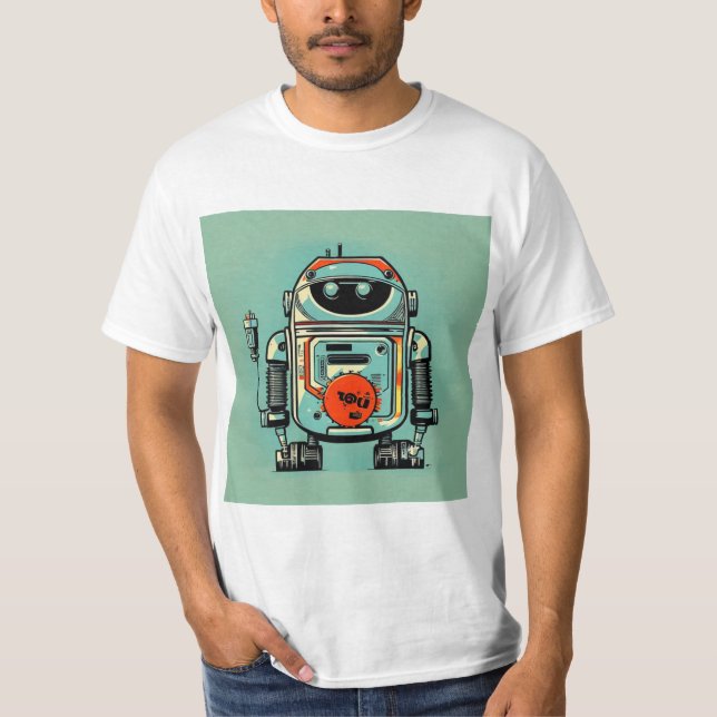 Camiseta vintaje robot steampunk green t shirt (Framsida)