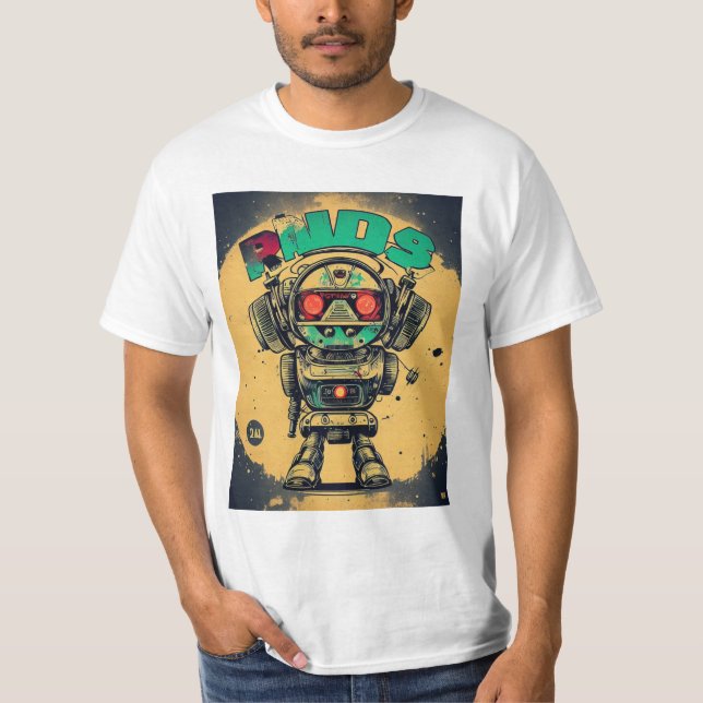 Camiseta vintaje robot steampunk IAs T Shirt (Framsida)
