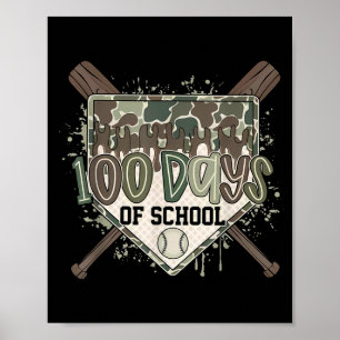 Camo 100 dagar på skolan Baseball Hemmaplatt Dripp Poster