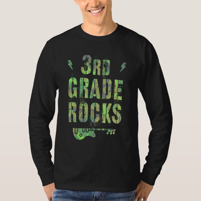 Camo 3rd Grade Rocks Camp Teacher Squad Third Grad T Shirt (Framsida)