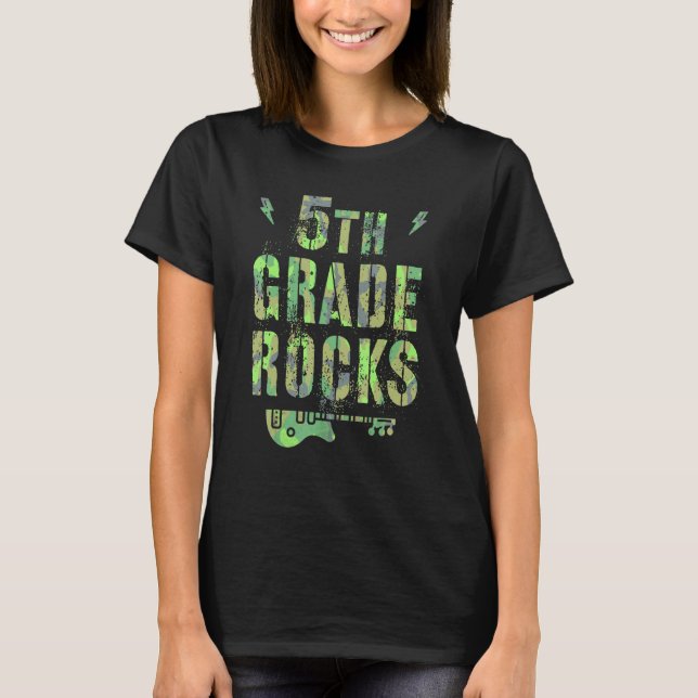 Camo 5th Grade Rocks Camp Teacher Squad Fifth Grad T Shirt (Framsida)