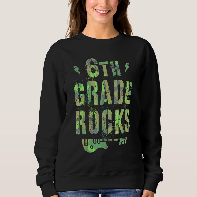 Camo 6th Grade Rocks Camp Teacher Squad Sixth Grad T Shirt (Framsida)