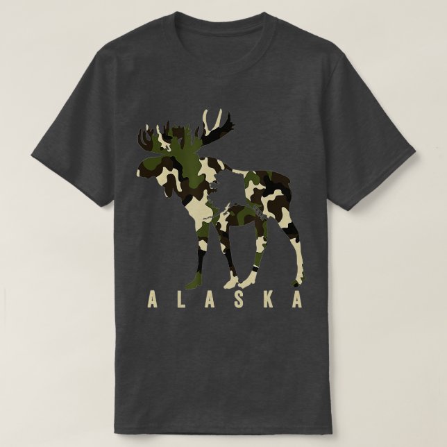 Camo Alaska Moosjakt Alaska Moose Hunting T Shirt (Design framsida)