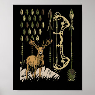 Camo American Flagga Bowhunting Bow Archery Hjort Poster