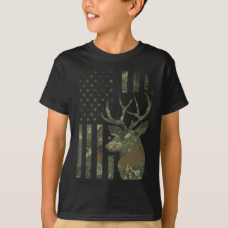 Camo American Flagga Buck Hunting Gift for Elk Hjo T Shirt