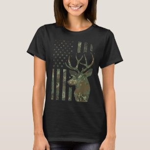 Camo American Flagga Buck Hunting Gift for Elk Hjo T Shirt