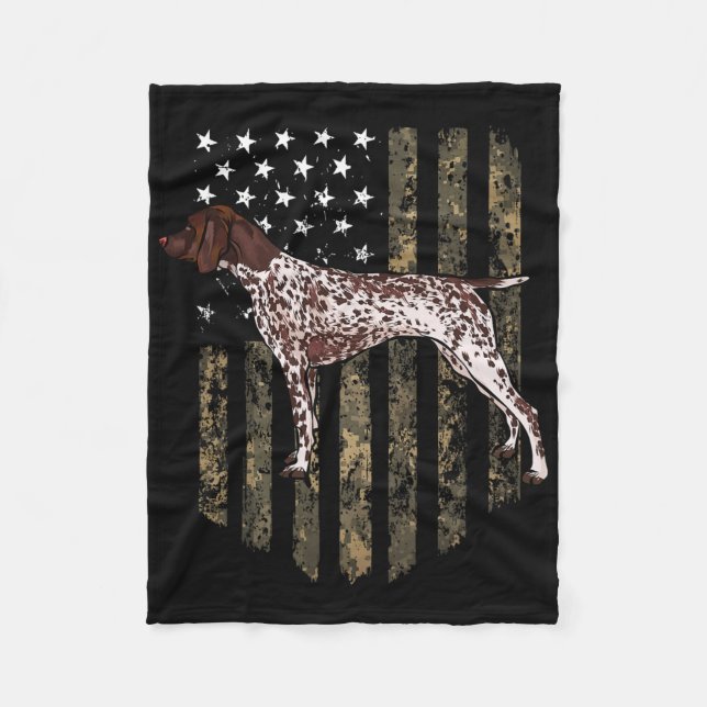 Camo American Flagga German Shorthar Pointer 4:e Fleecefilt (Framsidan)