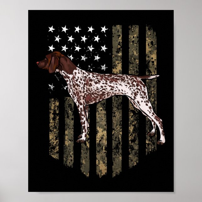 Camo American Flagga German Shorthar Pointer 4:e Poster (Framsidan)