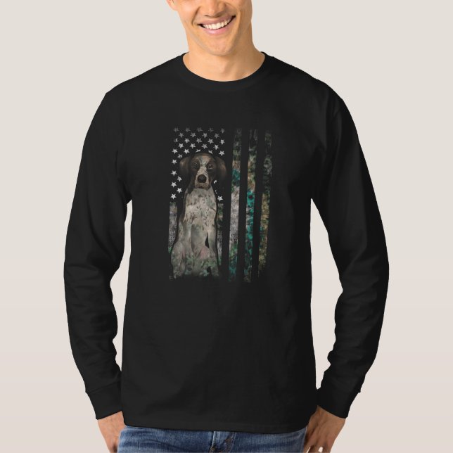 Camo American Flagga German Shorthar Pointer 4:e T Shirt (Framsida)