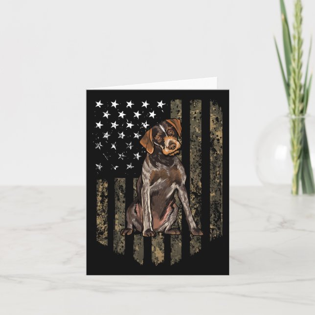 Camo American Flagga German Wirehsted Pointer 4th  Kort (Framsida)