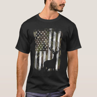 Camo American Flagga Hjort Hunter Hunting T Shirt
