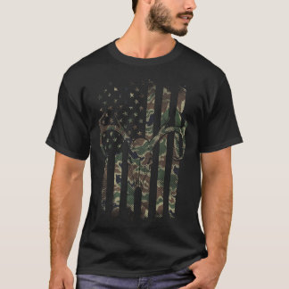 Camo American Flagga Hjort Skull Elk Hunting Usa H T Shirt