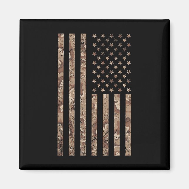 Camo American Flagga Milit 4:e juli American F Magnet (Framsidan)