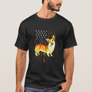 Camo American Flagga Pembroke Welsh Corgi T Shirt