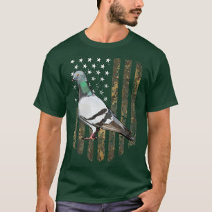 Camo American Flagga Pigeon Bird 4:e juli T Shirt