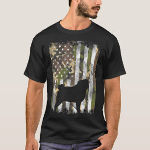 Camo American Flagga Pug Vintage Animal Pet Hund P T Shirt