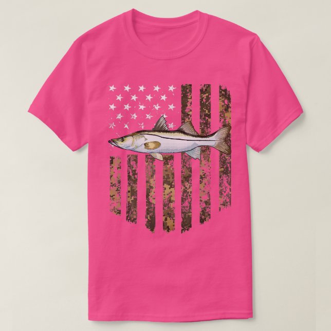 Camo American Flagga Snook Fishing 4:e juli T Shirt (Design framsida)