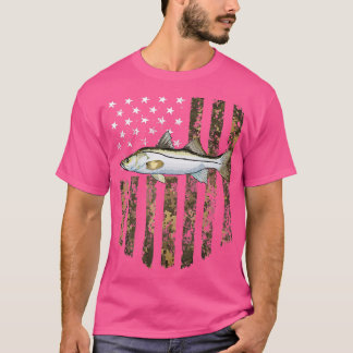 Camo American Flagga Snook Fishing 4:e juli T Shirt