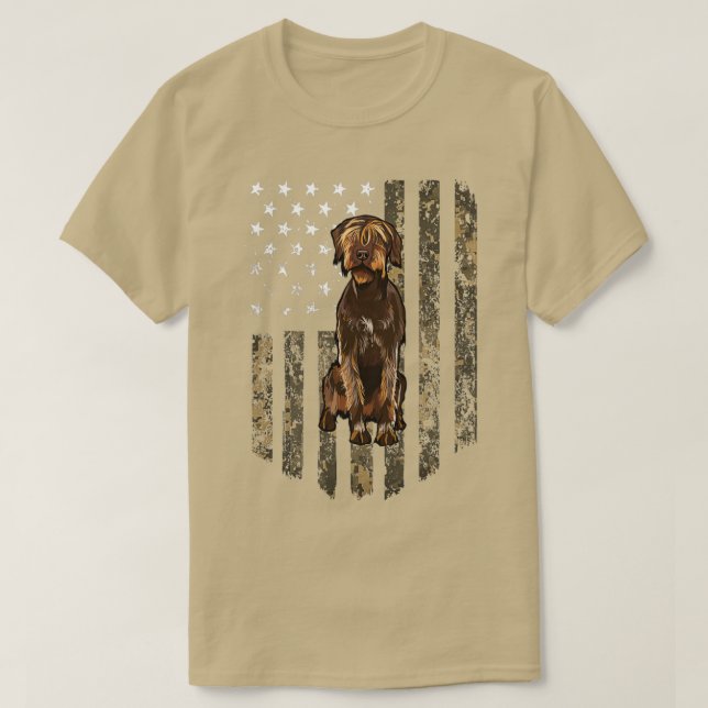 Camo American Flagga Wirehsted Pointing Griffon 4: T Shirt (Design framsida)