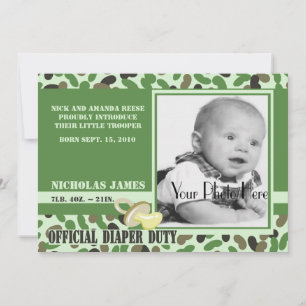 Camo Baby/ Grönt Inbjudningar