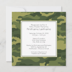 Camo Baby Shower eller Party Inbjudningar