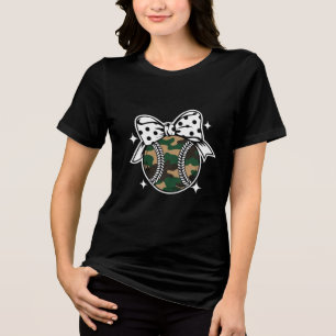 Camo Baseball med Polka Dot Bow T Shirt